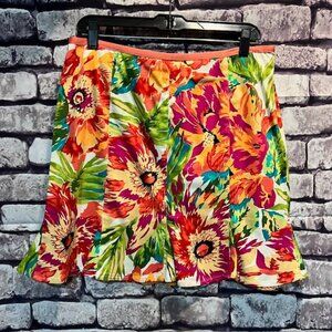 Bandolino Floral Multicolored A-Line Skirt Size 12P